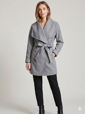 Forever 21 Light Gray Wrap Trench Coat  Belted Shawl Fall S